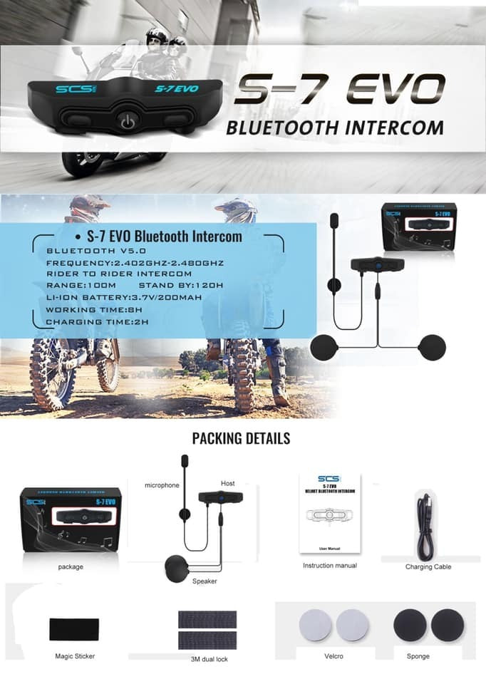 SCS S7 Evo Solo Bluetooth Intercom